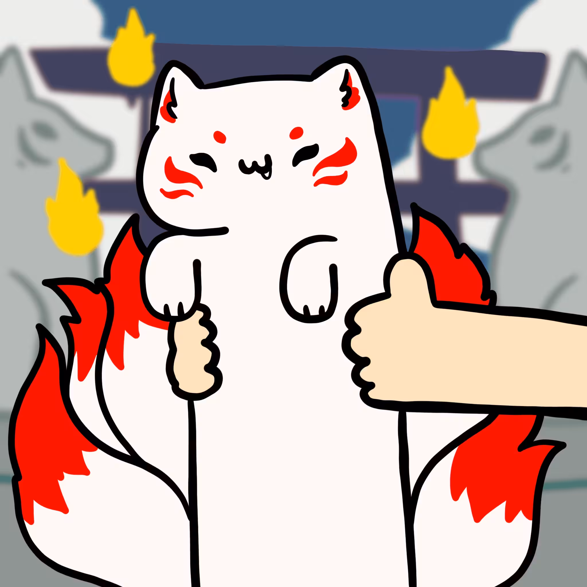 Long Long nine tailed fox Cat #0165