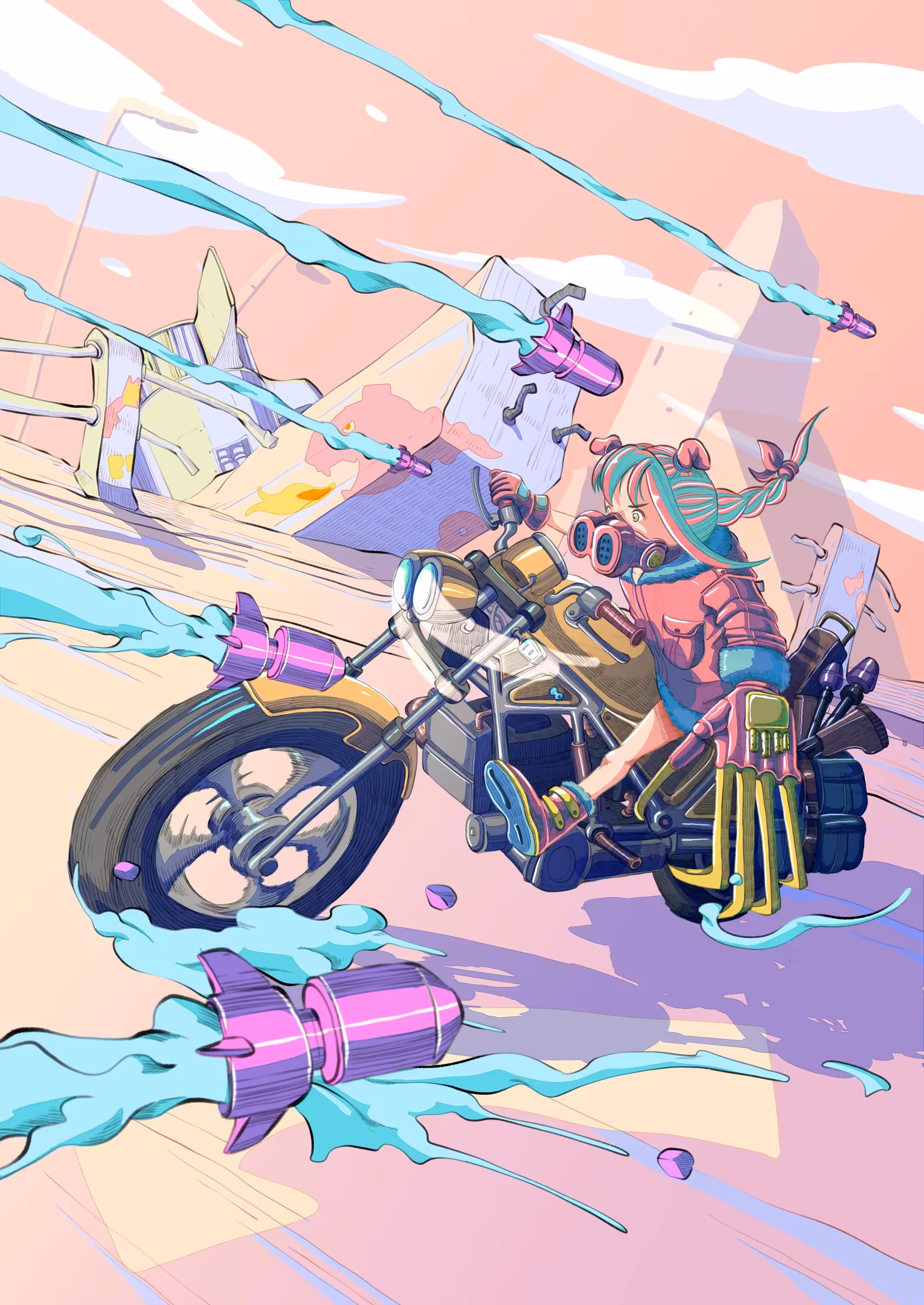 Zhū Bājiè and her Honda Rebel VS. Missile.