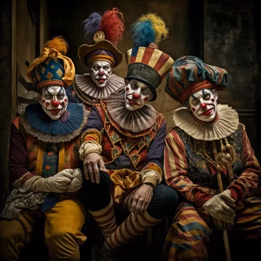 Entrup's AI Art: Four Clowns
