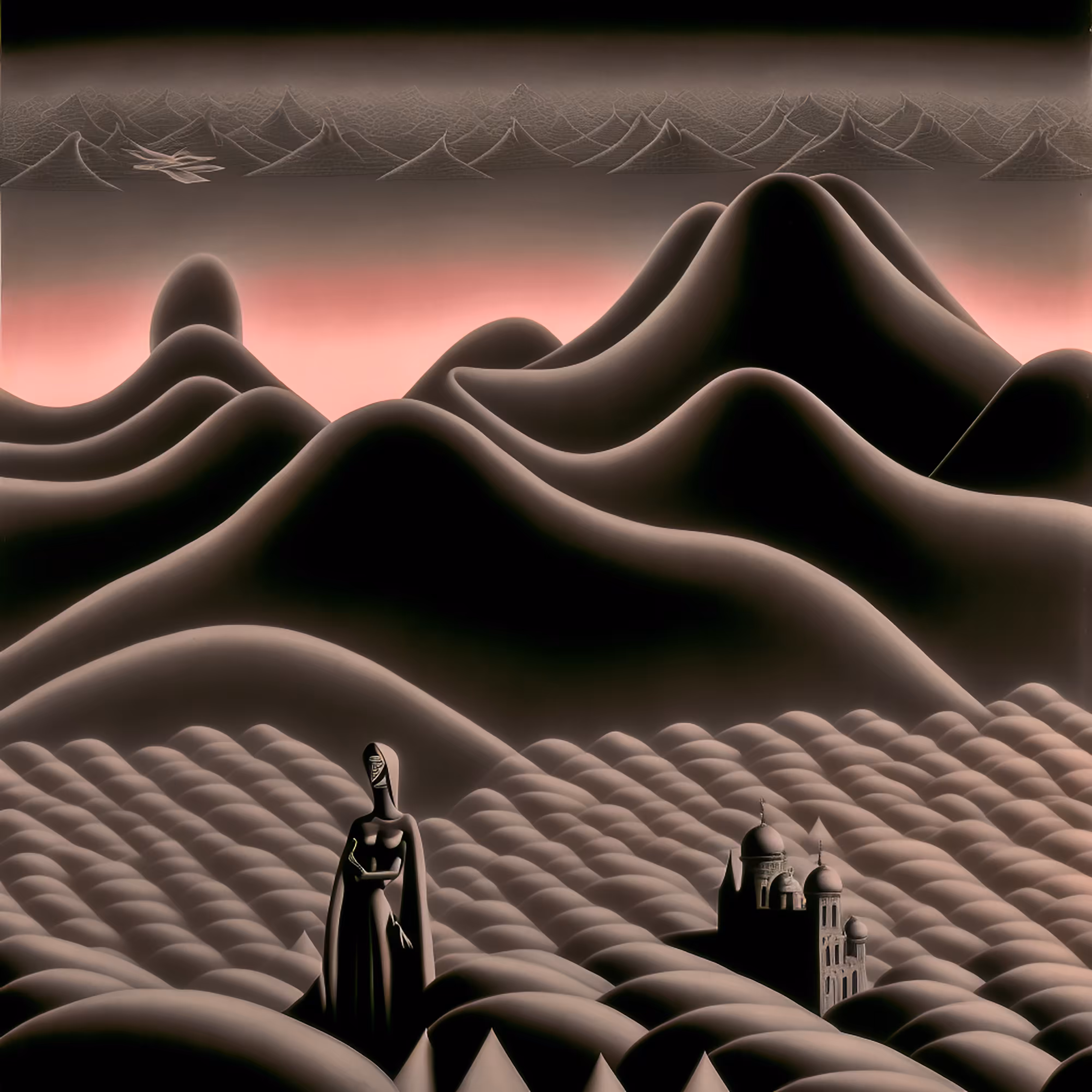 Quiet Sunset in the Dreamy Dunes, a palace beckons