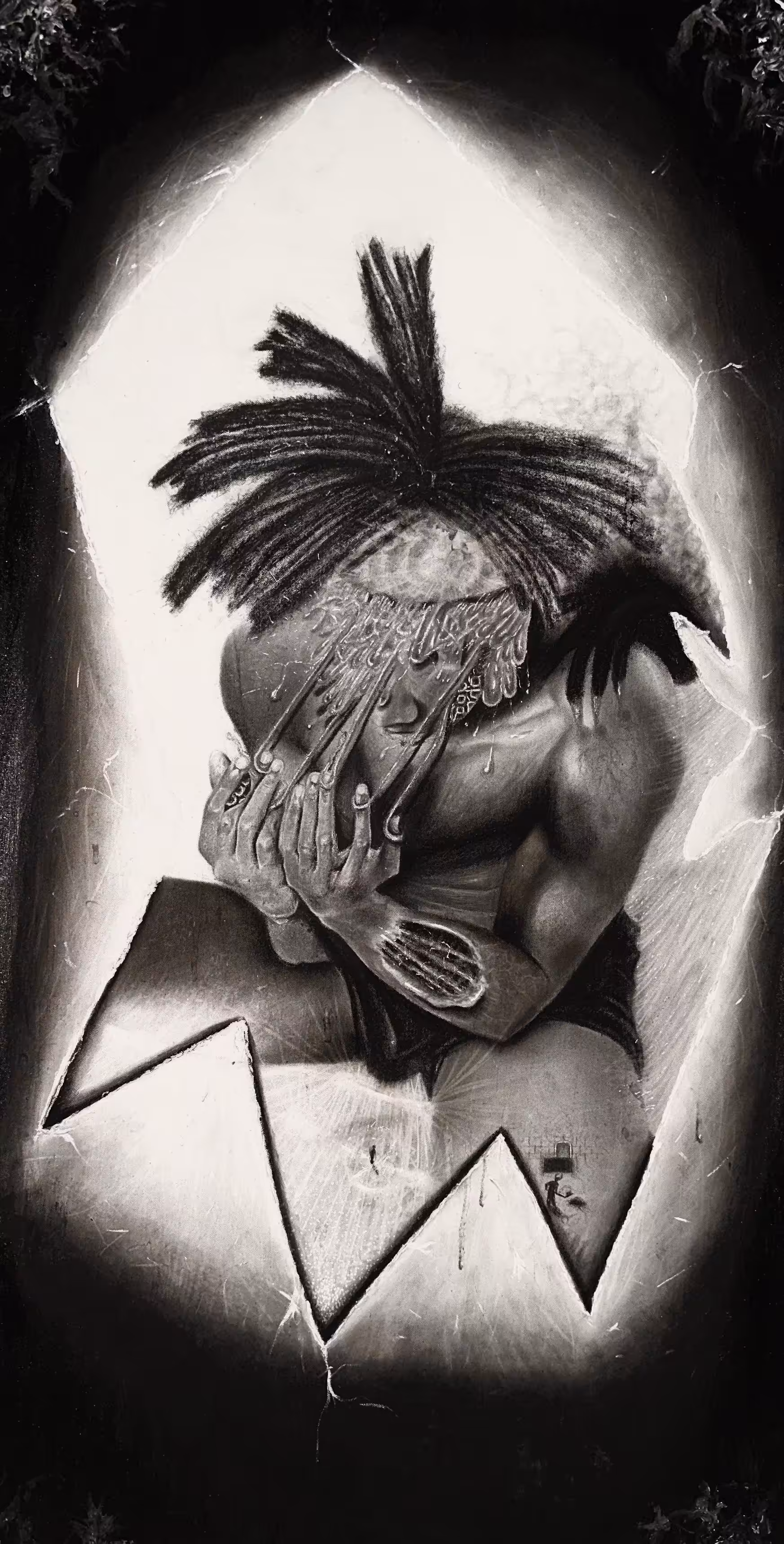 The Boy Who Lost His Face (2by4 ft Acrylic and Charcoal) 