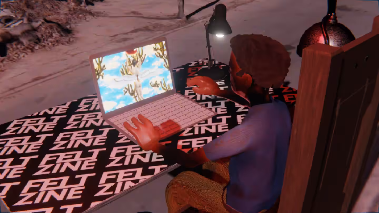 Desktop #94: The Developer in the Electric Chair With a Desk Lamp and a Gardens Monitor on a Felt Zine Table in Conflict