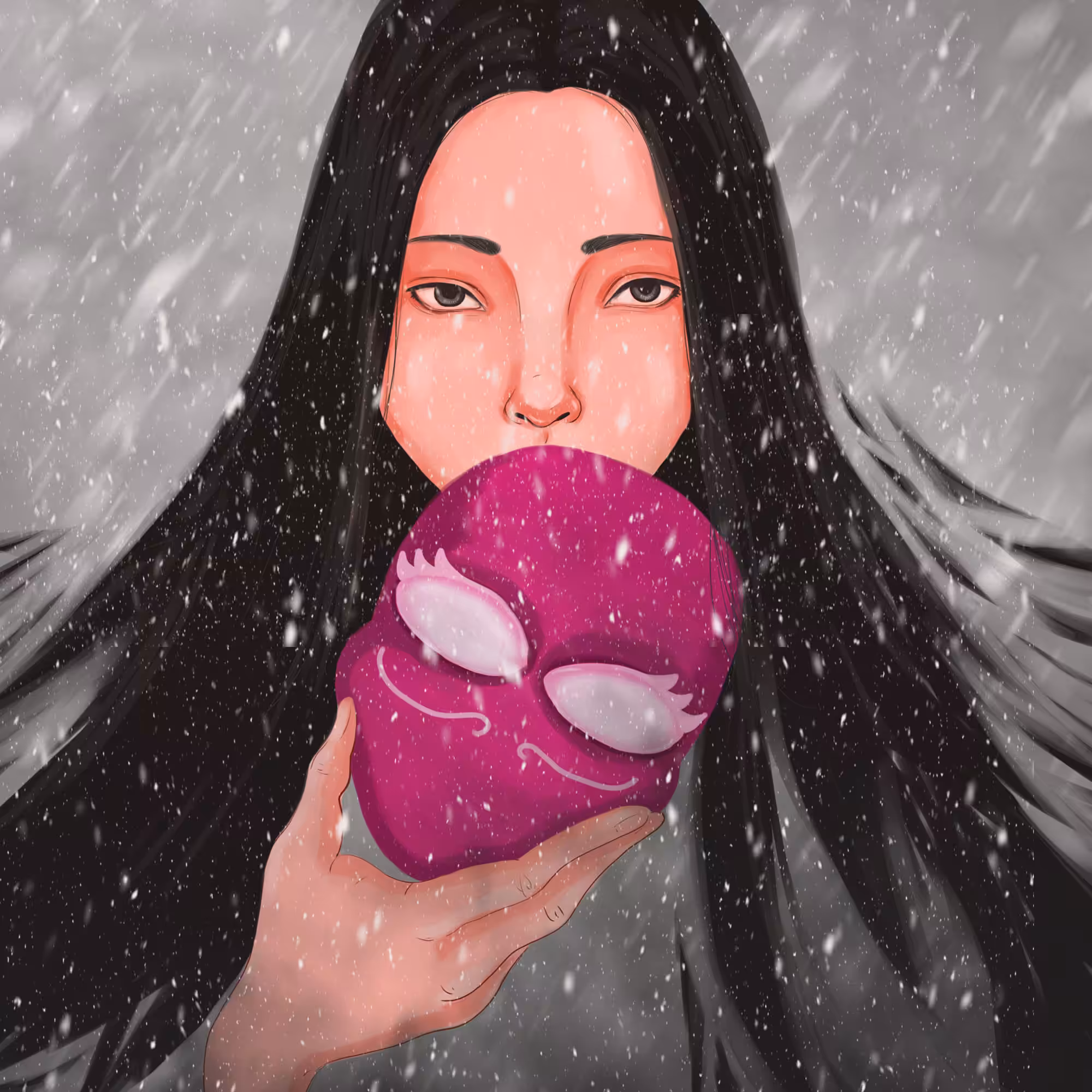 A woman with a mask