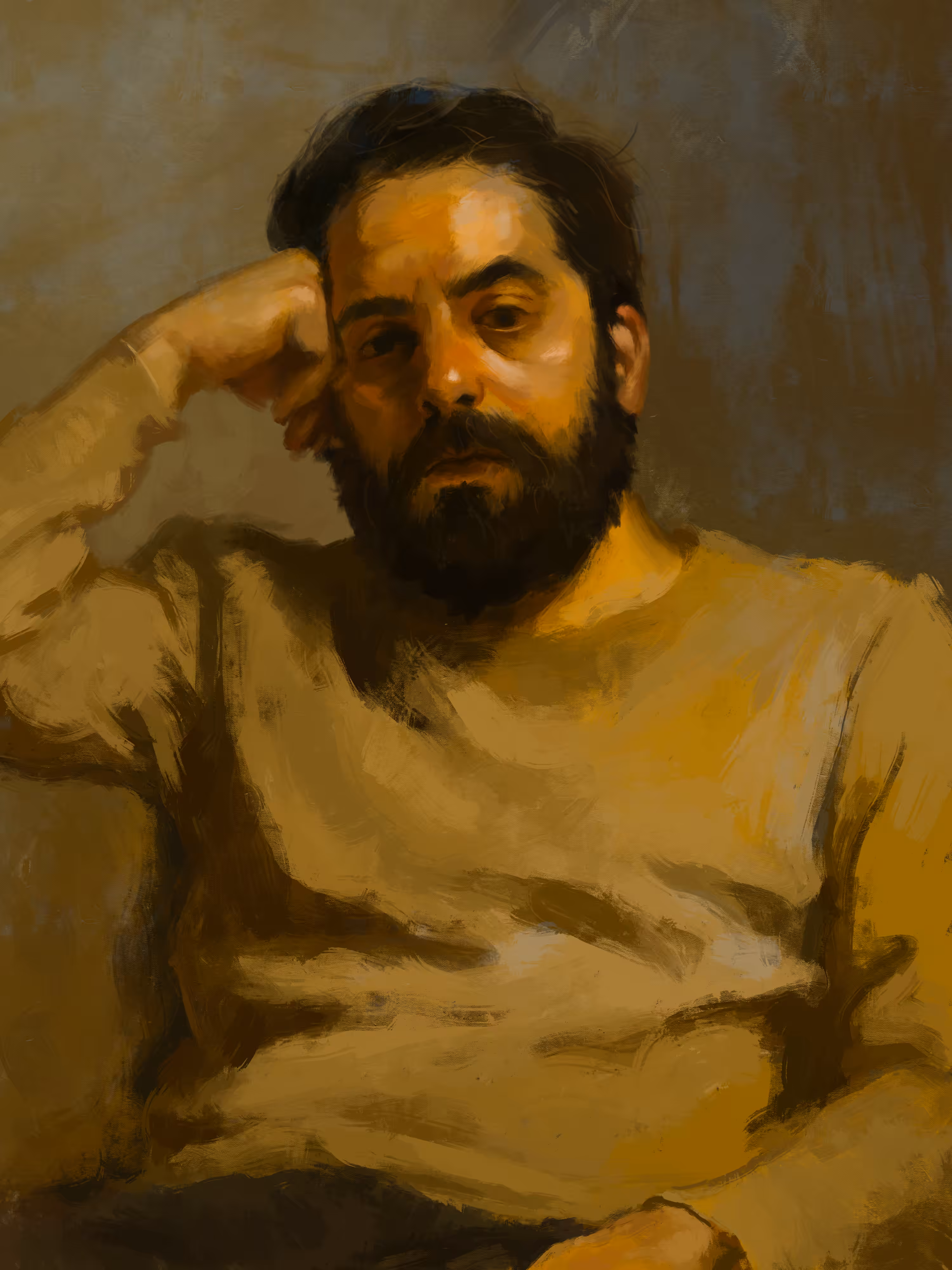 A depiction of a tired artist