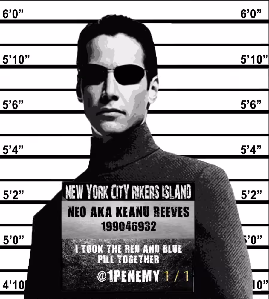 1/1 NEO AKA KEANU REEVES: SOHO LINE UP MUGSHOT BY1PENEMY 