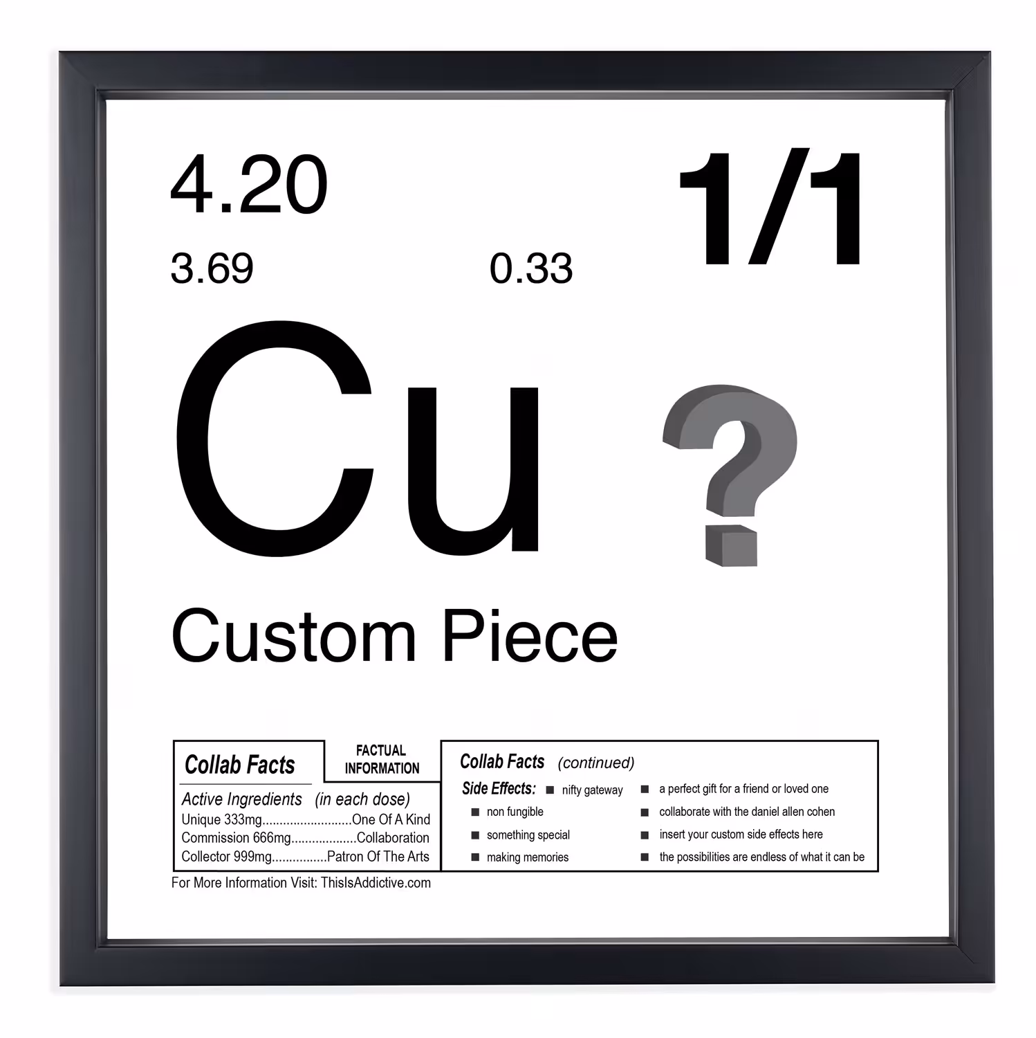 Custom 1/1 Periodic Table (Physical Art + NFT)