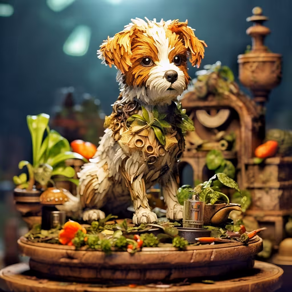 Cute Sculpture Dog on the garden