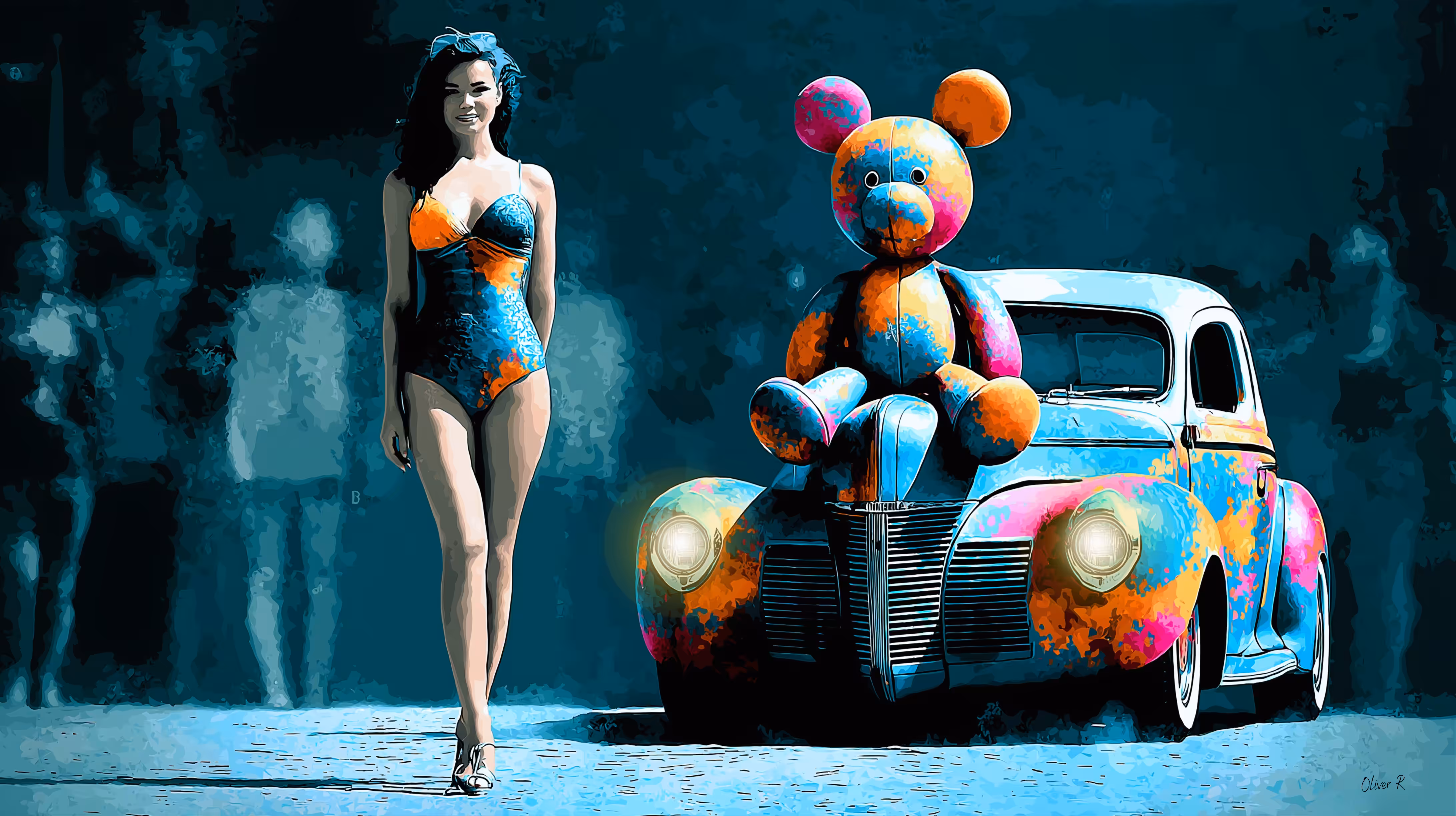 "Teddy, Jena and Hot Road"  signed by "Oliver R"