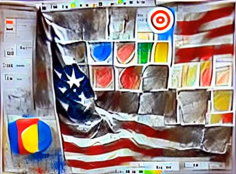 Jasper Johns paints a flag