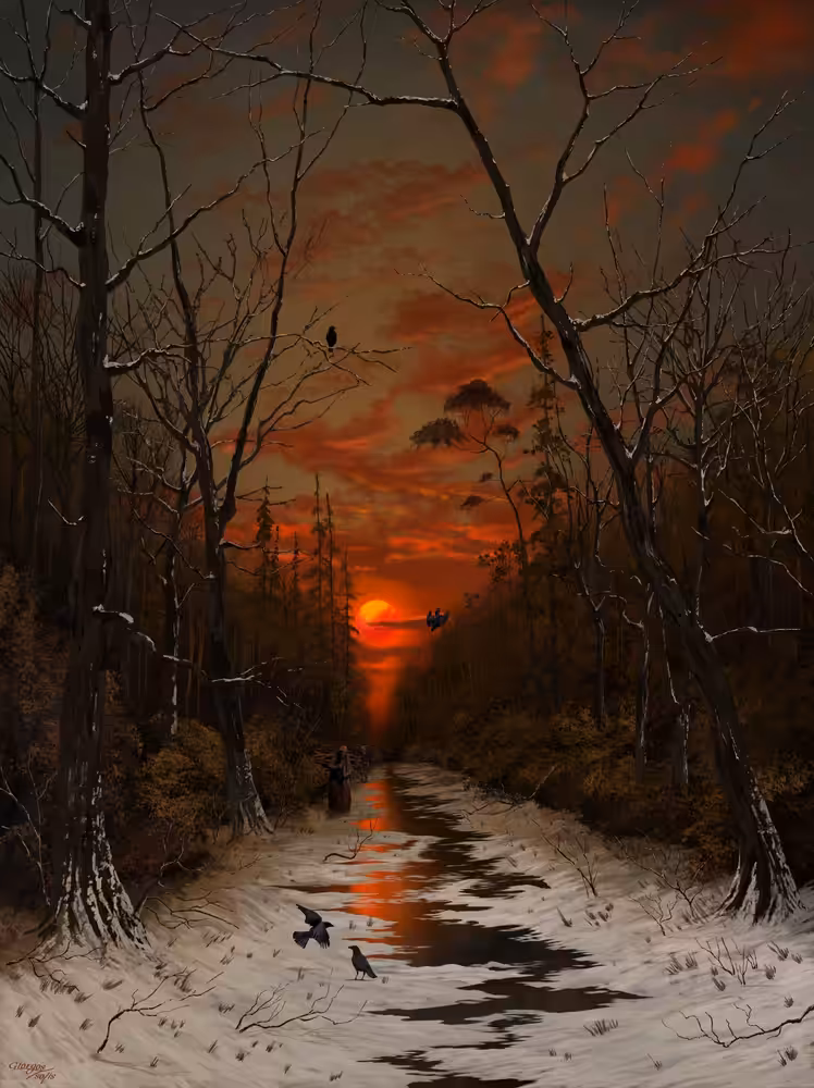 Winter's Crimson Sunset