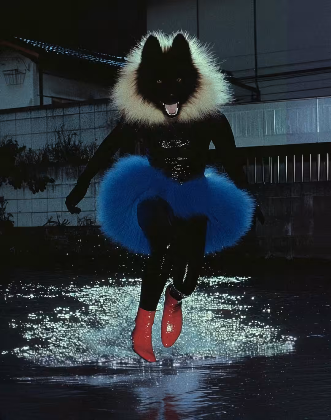werewolf in a blue skirt