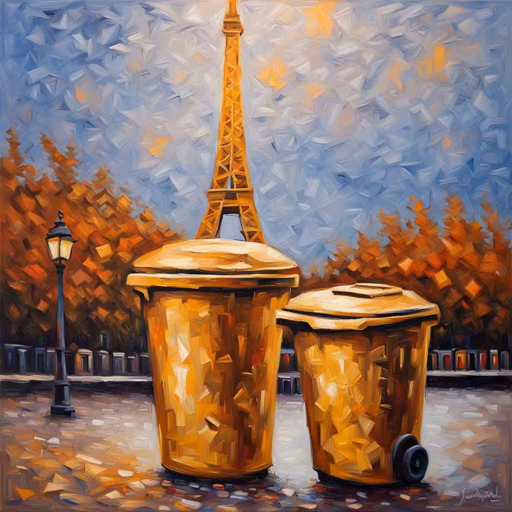 Golden french trashcans