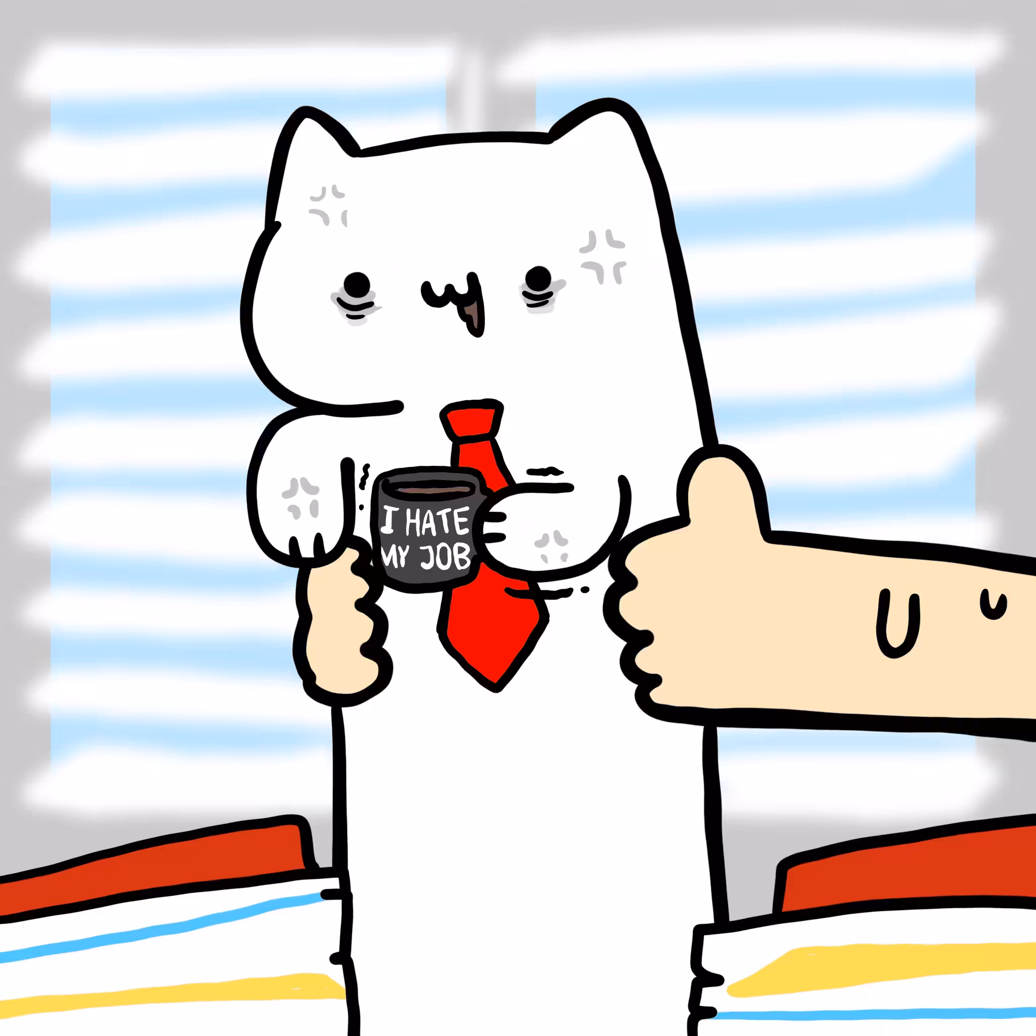 Long Long Cat: Long long I HATE MY JOB cat #209
