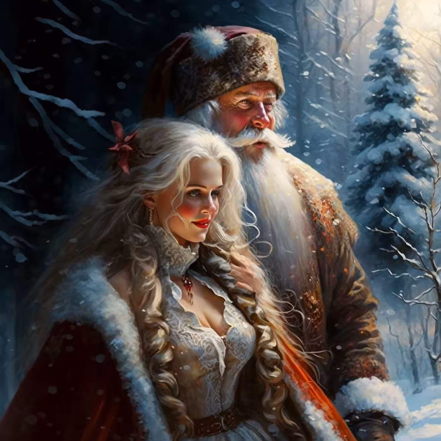 Santa with his beautiful helper