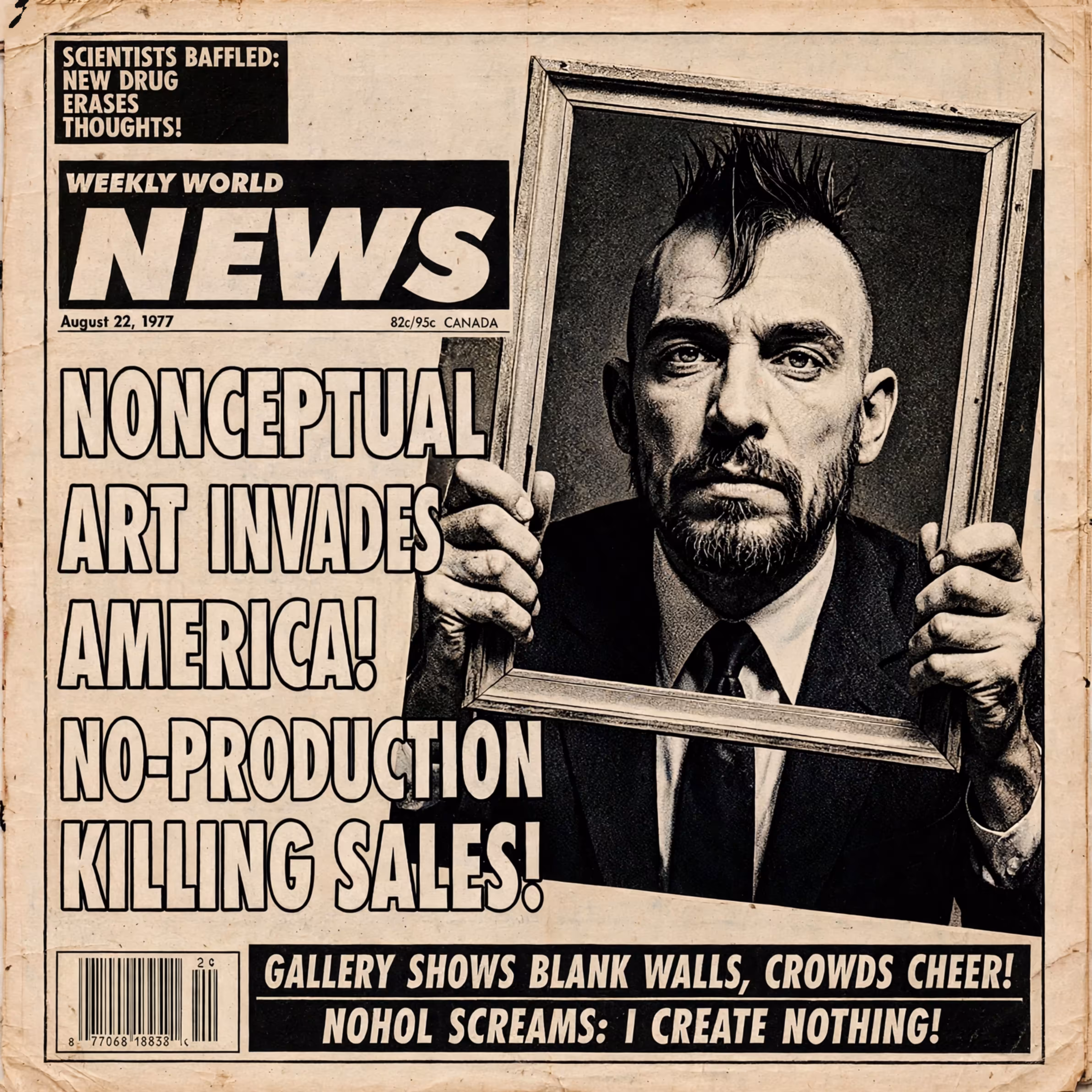 Life Imitating AI: WEEKLY WORLD NEWS - August 22, 1977 - NONCEPTUAL ART INVADES AMERICA!