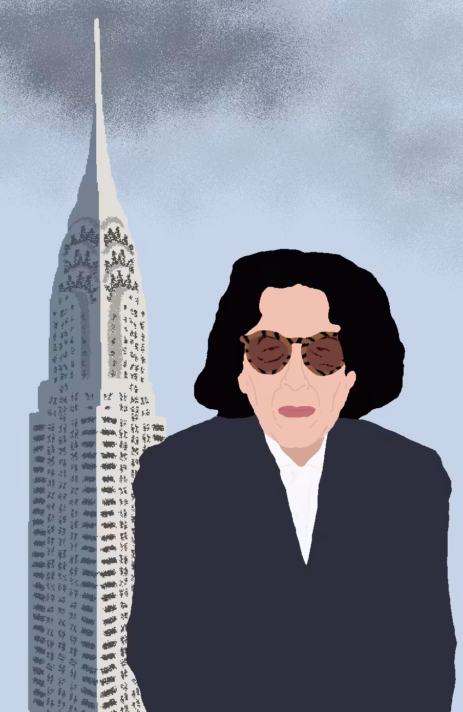 Portrait of Fran Lebowitz at the Chrysler Building