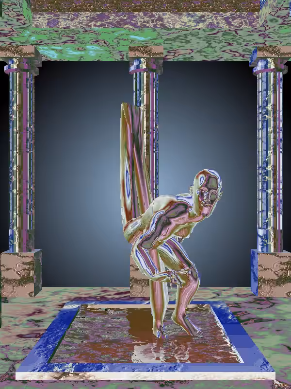 HeavenComputer: The Sneaky Glitter Bluish Gold Woman #6910
