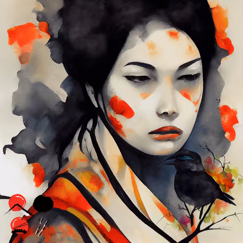 Geisha And Bird #11