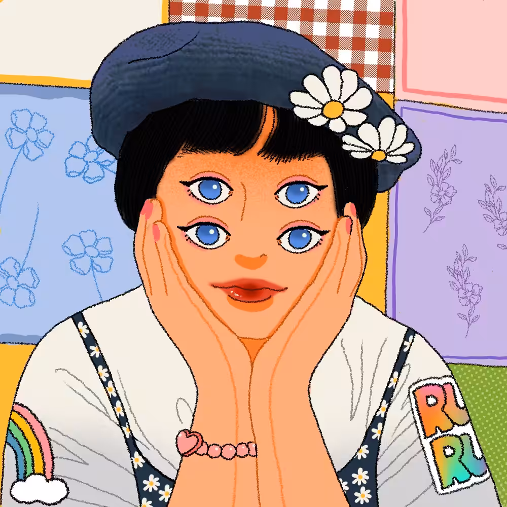 4 eyes girl with flowers