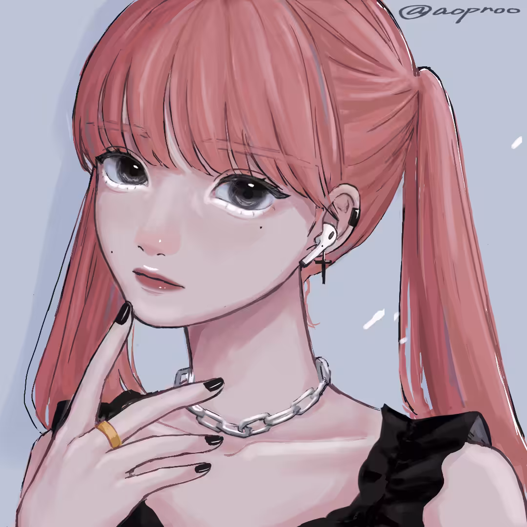 Girl with pink hair