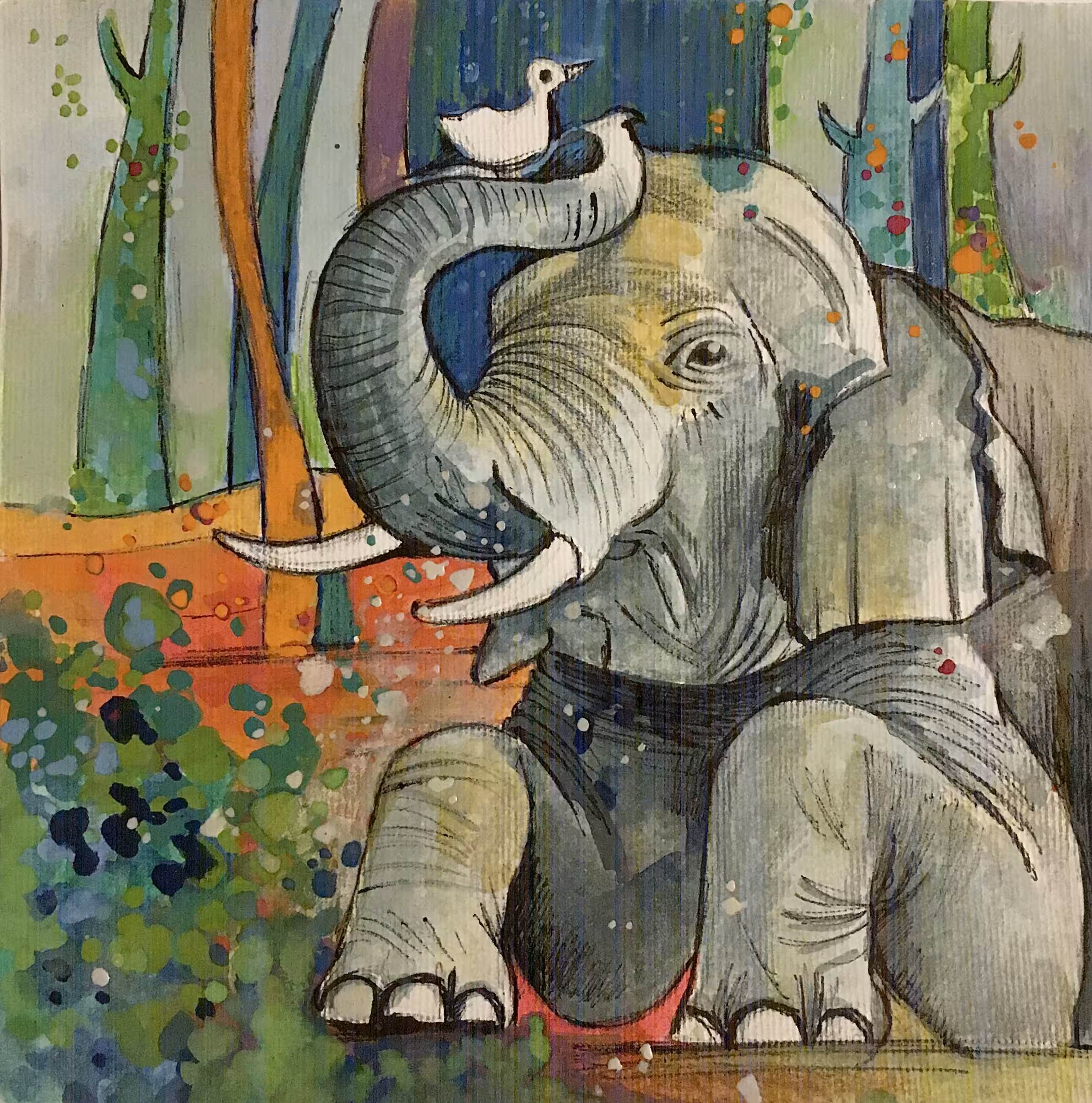 Elephant & Bird 