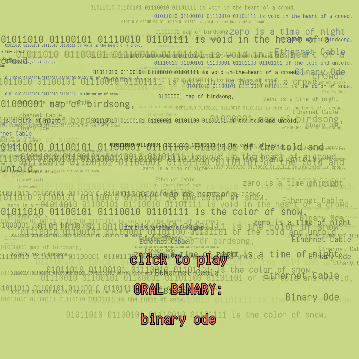 0RAL B1NARY: “BINARY ODE” #26