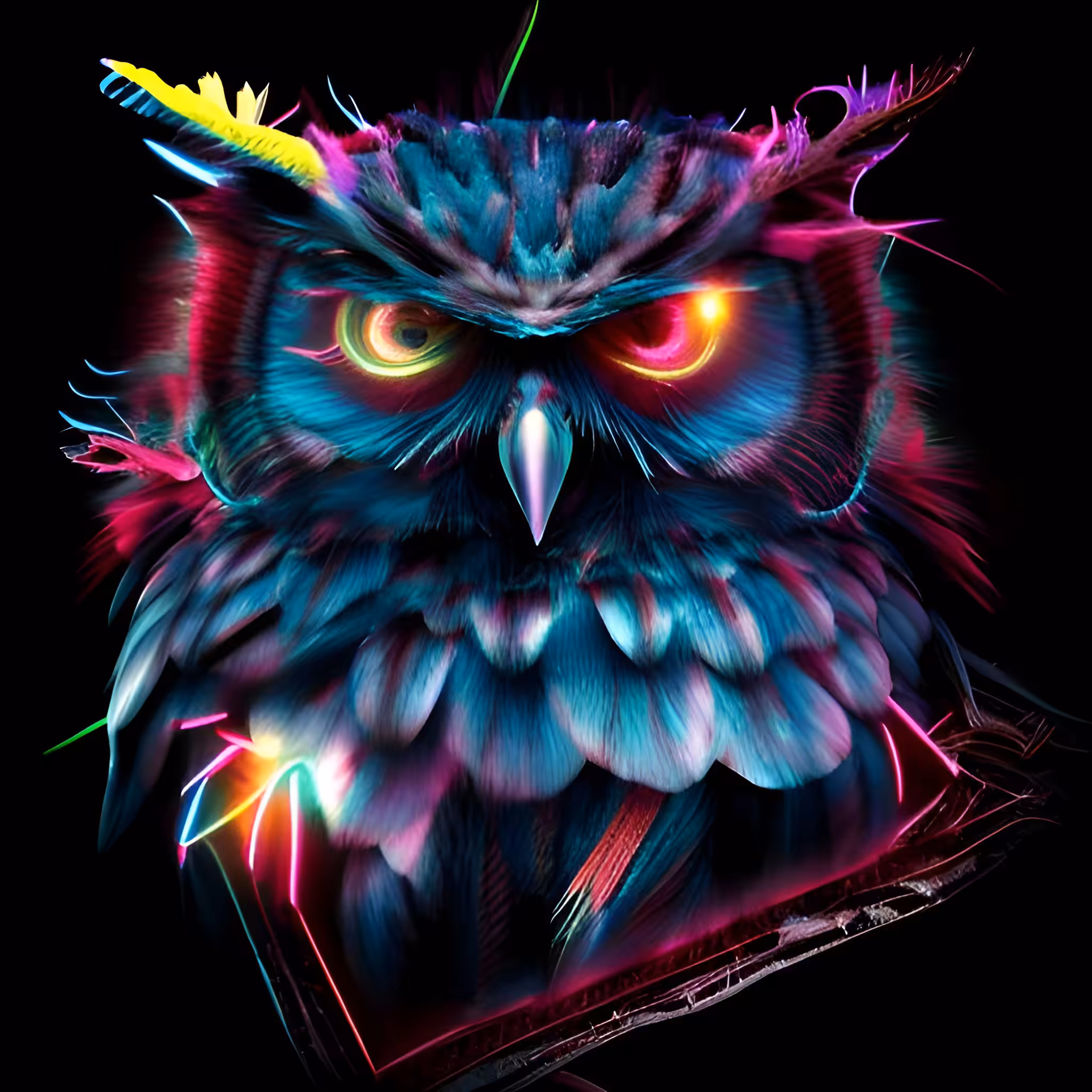 Neon Art: Angry Owl