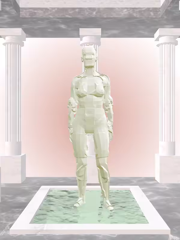 The Fragmented Phone Calling Matte Green Woman #3622