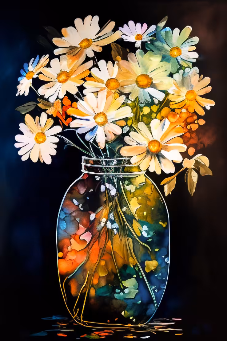 Fancy Daisies in a Jar