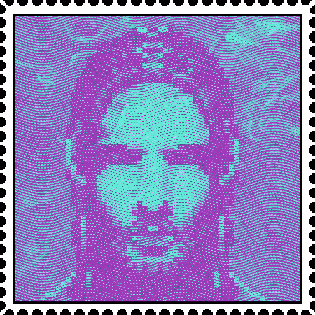 Aphex Twin 'Purple' caricature stamp