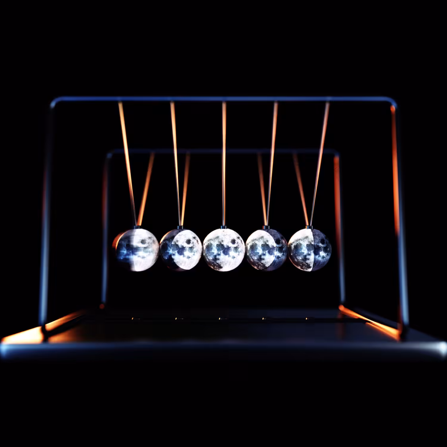 Newton's Cradle. Moon's Phases.