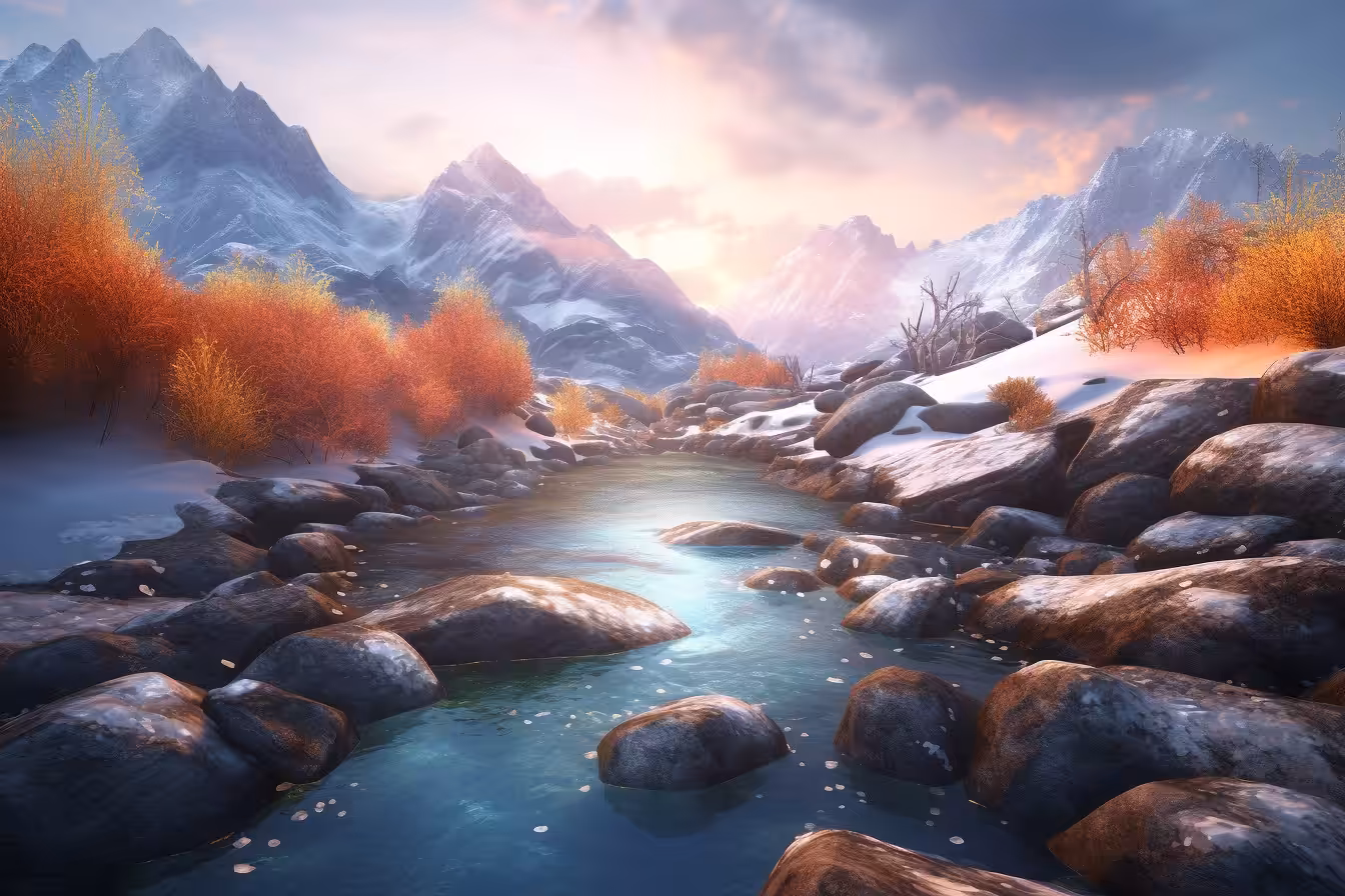 Snow Mountains and Streams 3