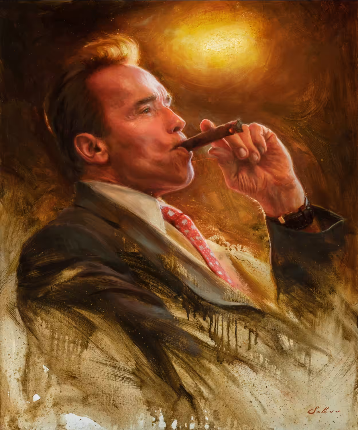 Arnold Smoking a Stogie | Oil Painting Pavel Sokov