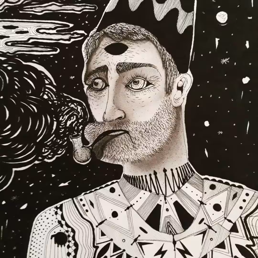 While the harlequin smokes