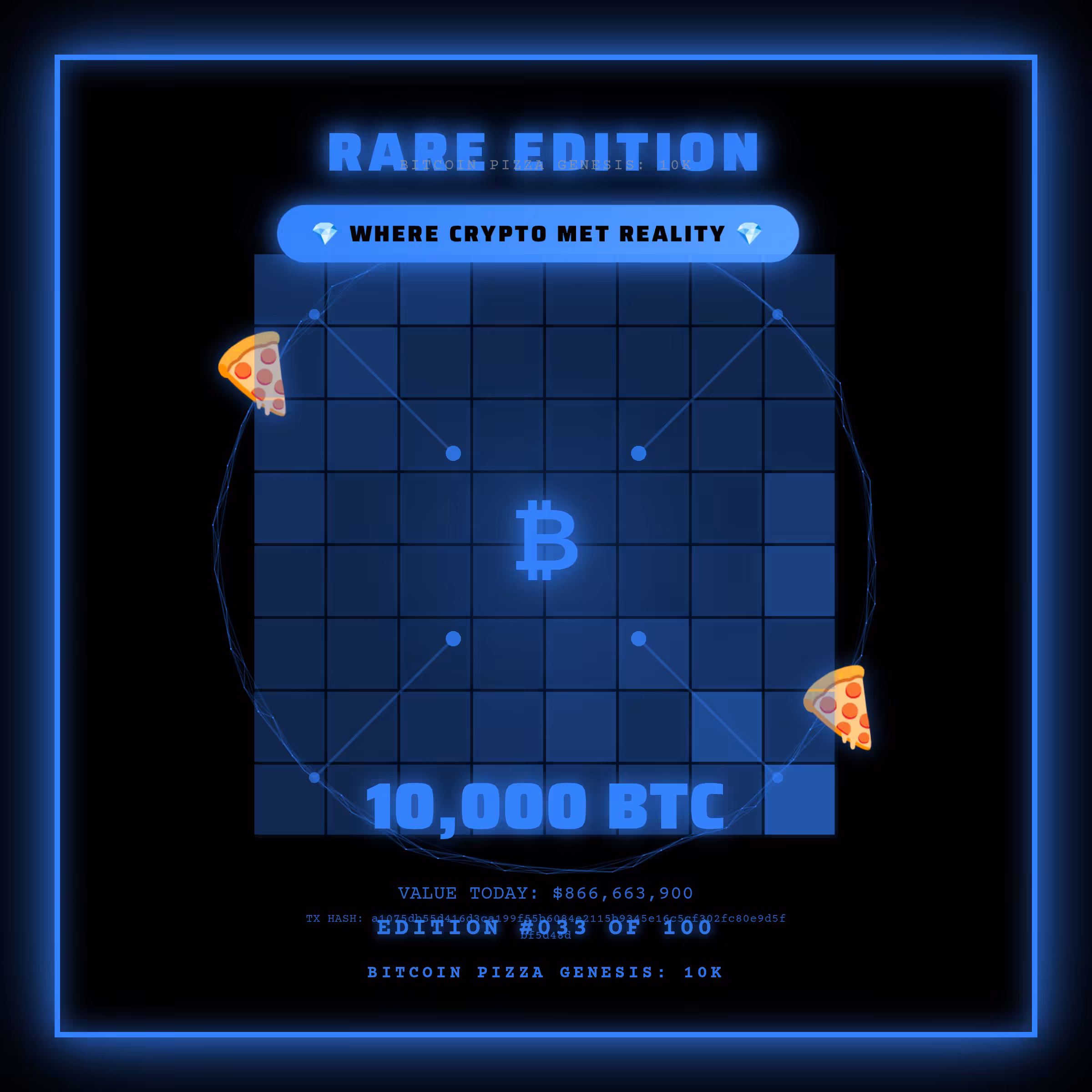 Bitcoin Pizza Genesis: 100 - RARE #033