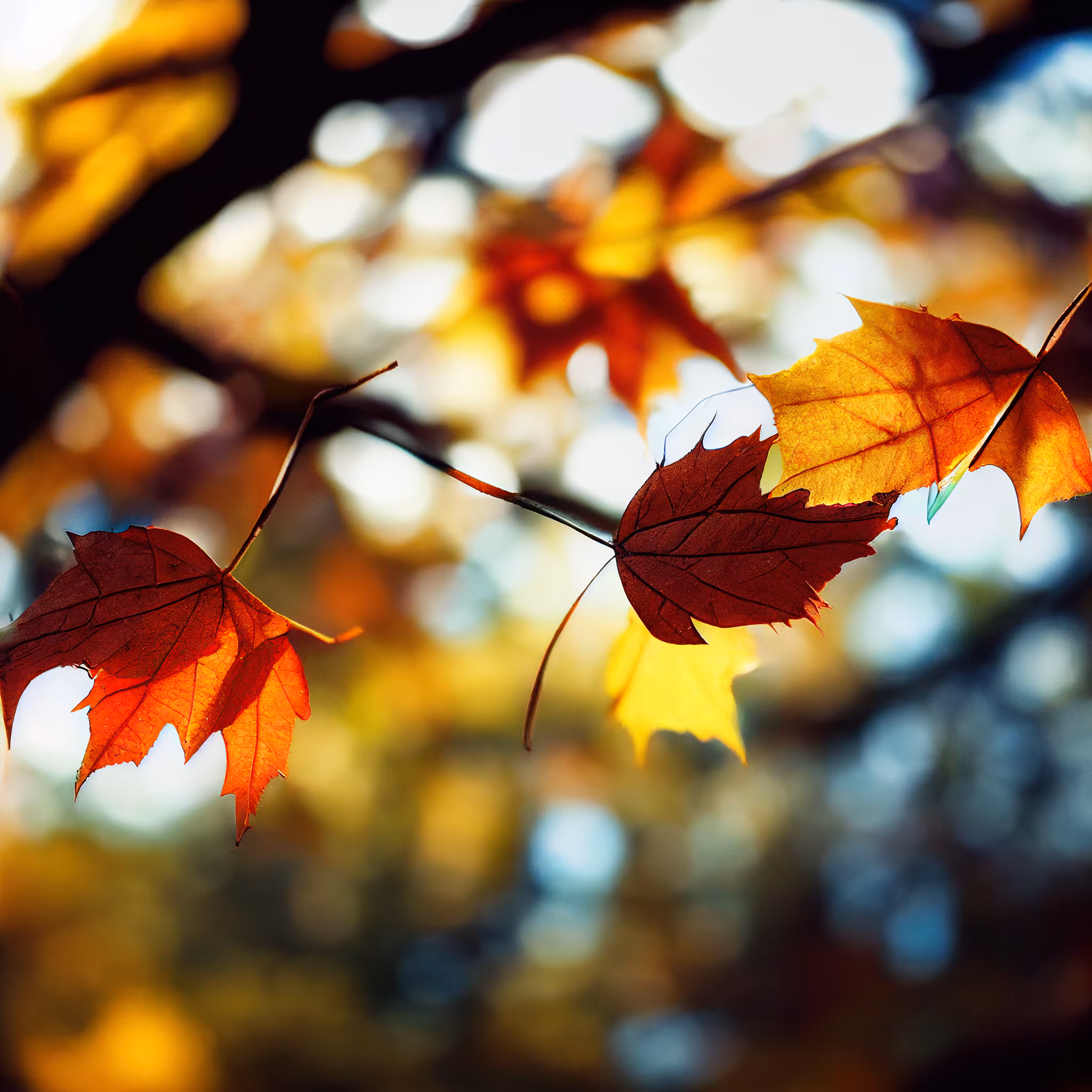 Leaves falling from trees