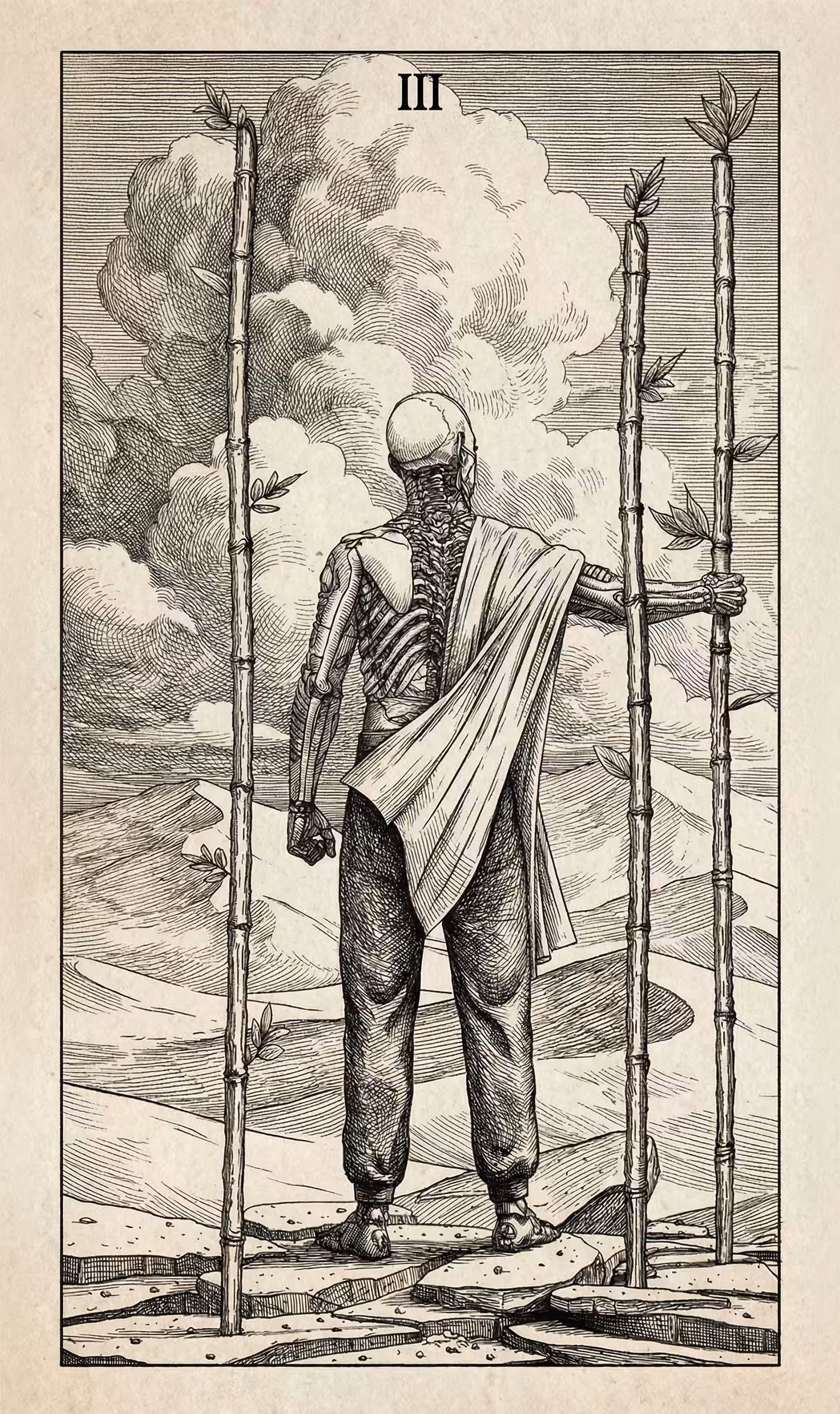The Fool's Journey: 3 of Wands — Litho