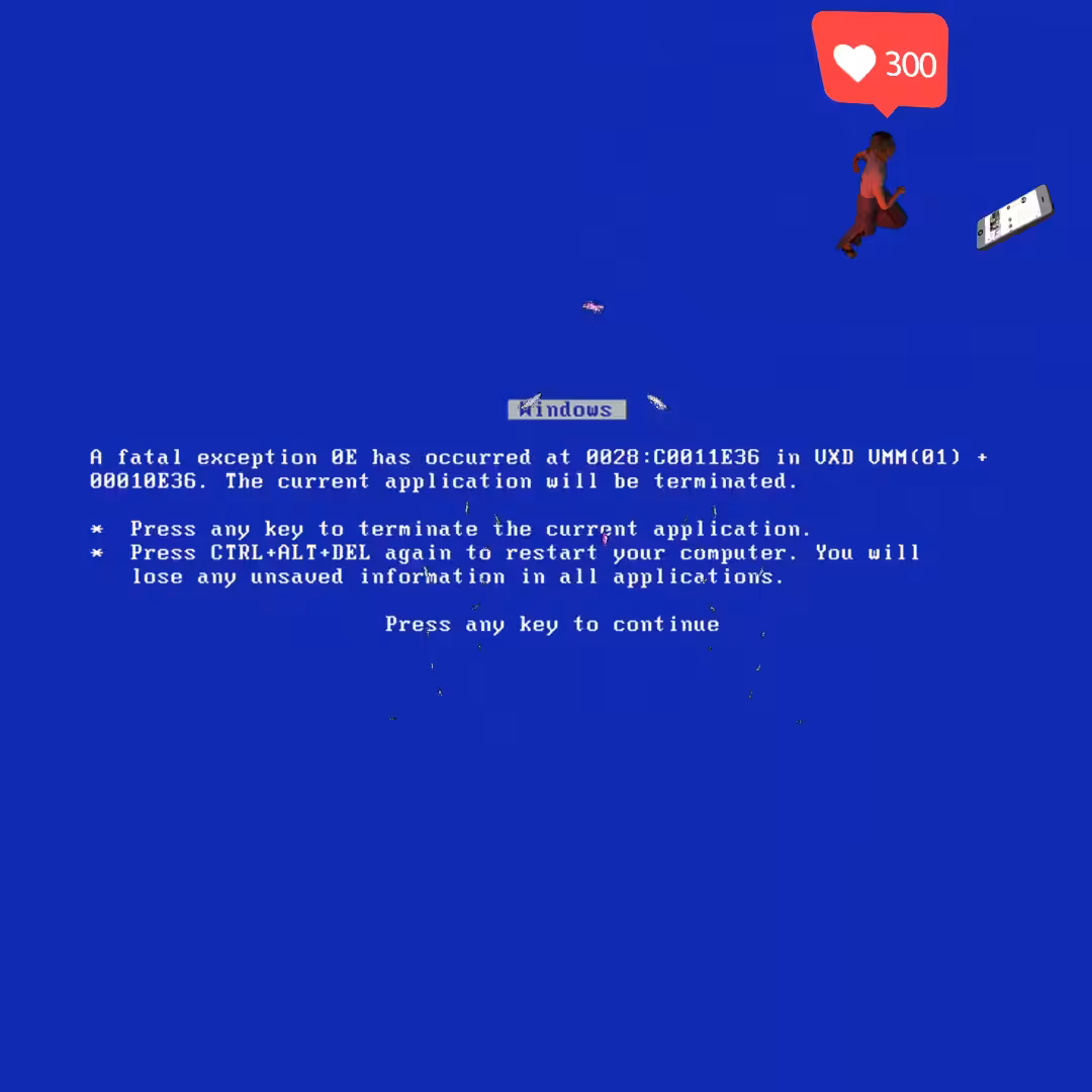 Canvas #40: blue screen. — vr. — lungs. — walking for clout. — dreamscape