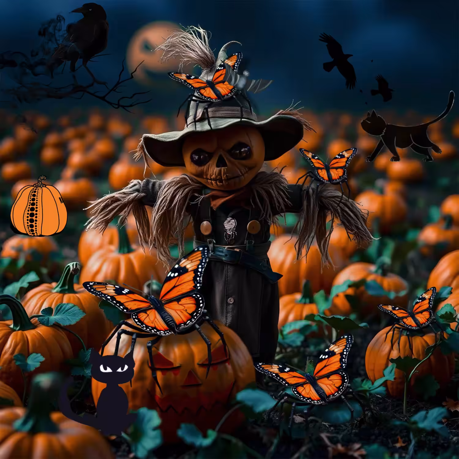 “Webbed Wings in the Pumpkin Patch”