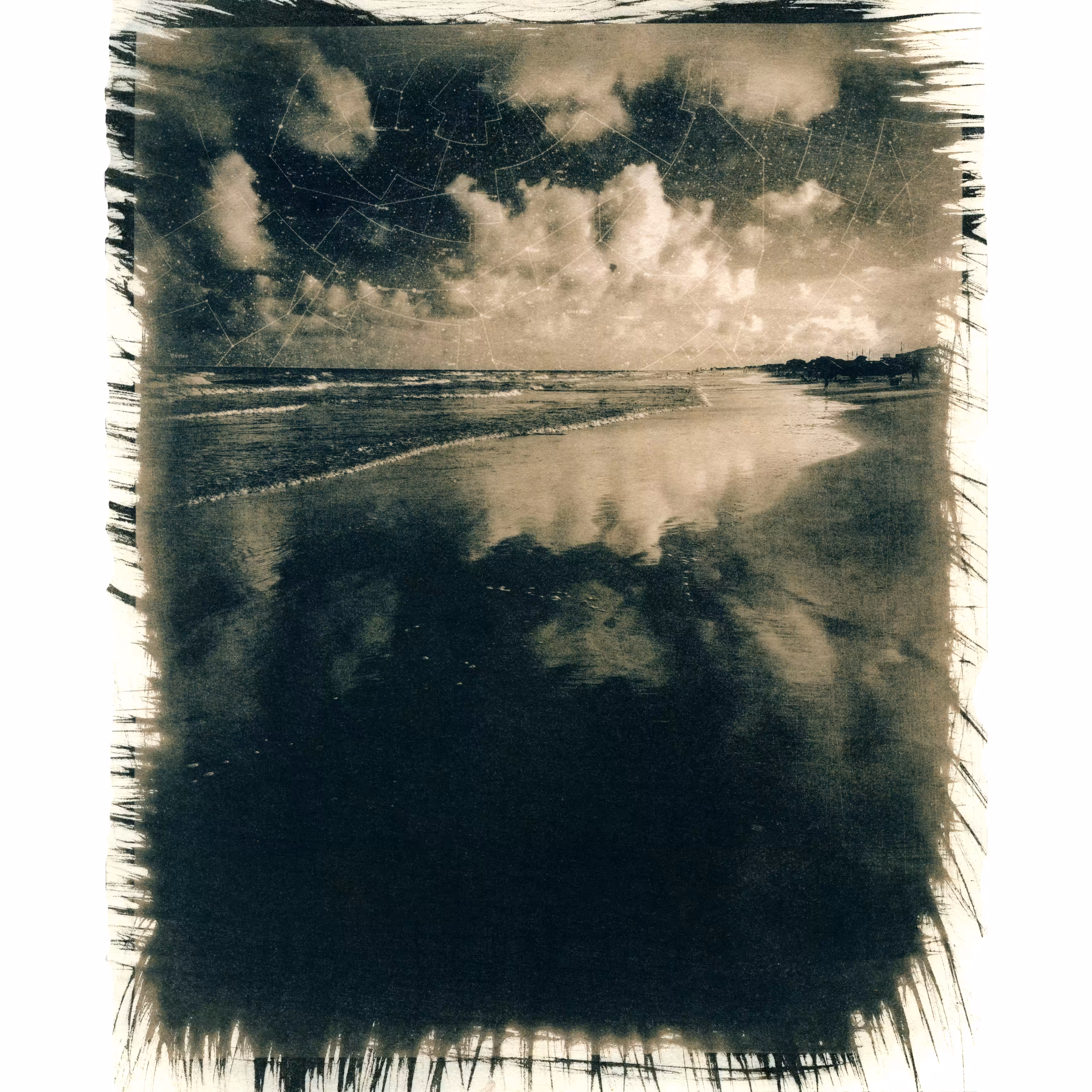 Starry Beach Green Tea Toned Cyanotype