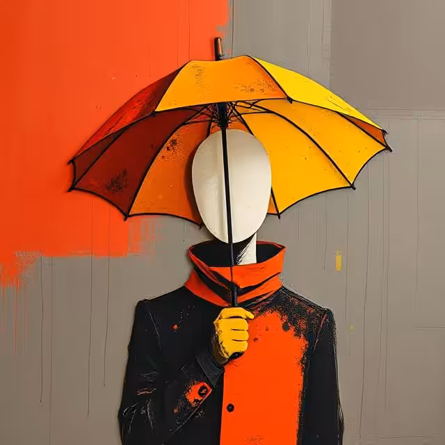 The man with the yellow umbrella