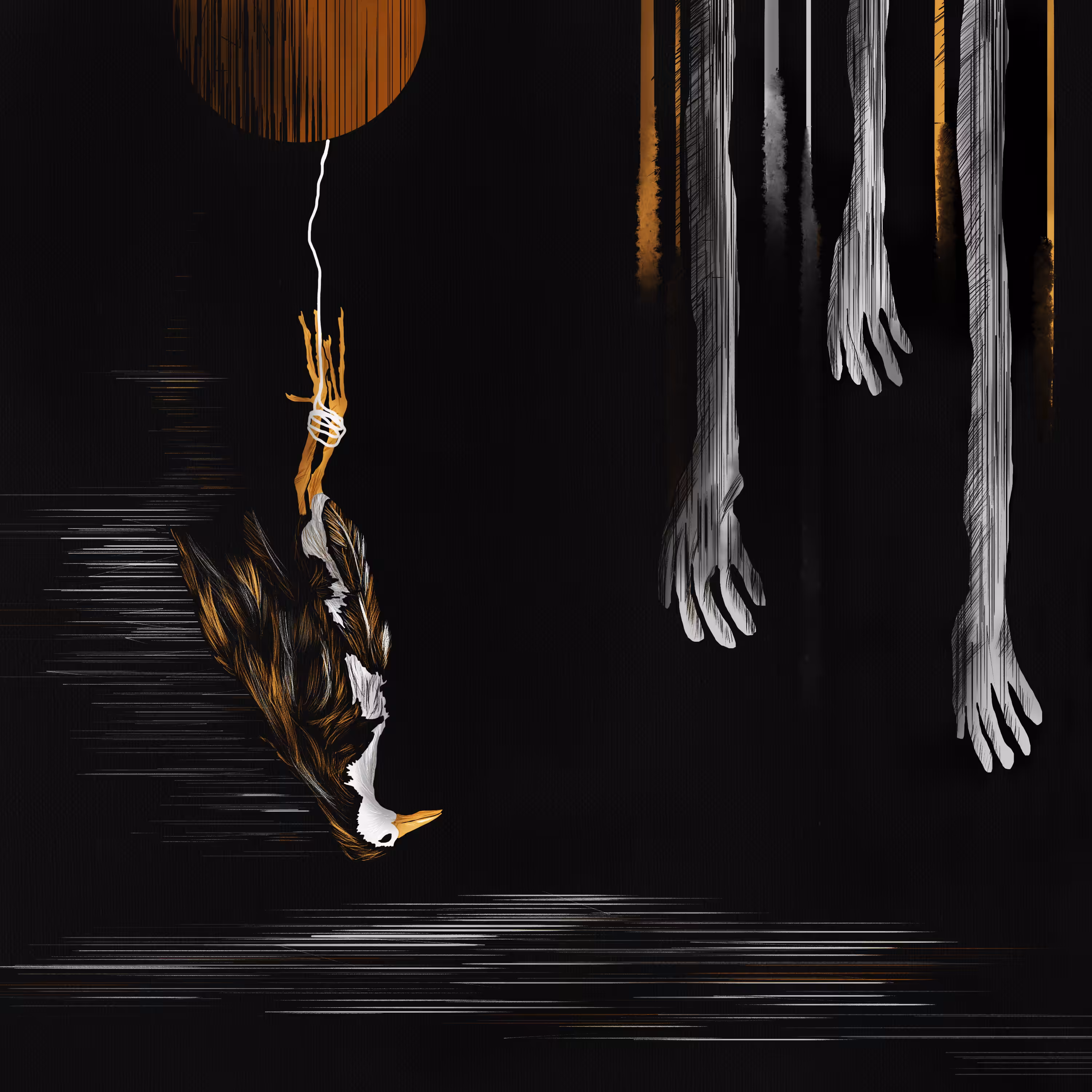 Dead bird and ghost hand