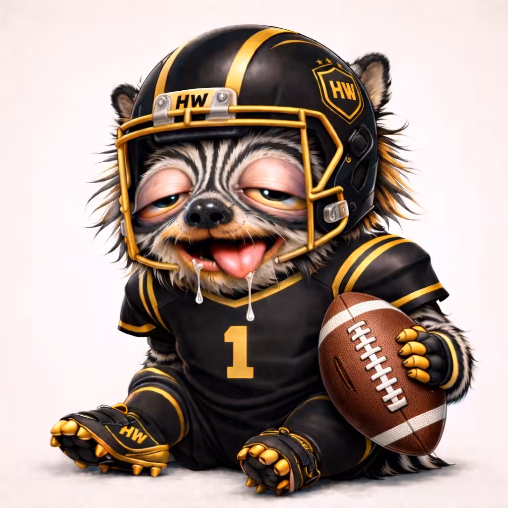 Zebroth wearing an American football uniform
