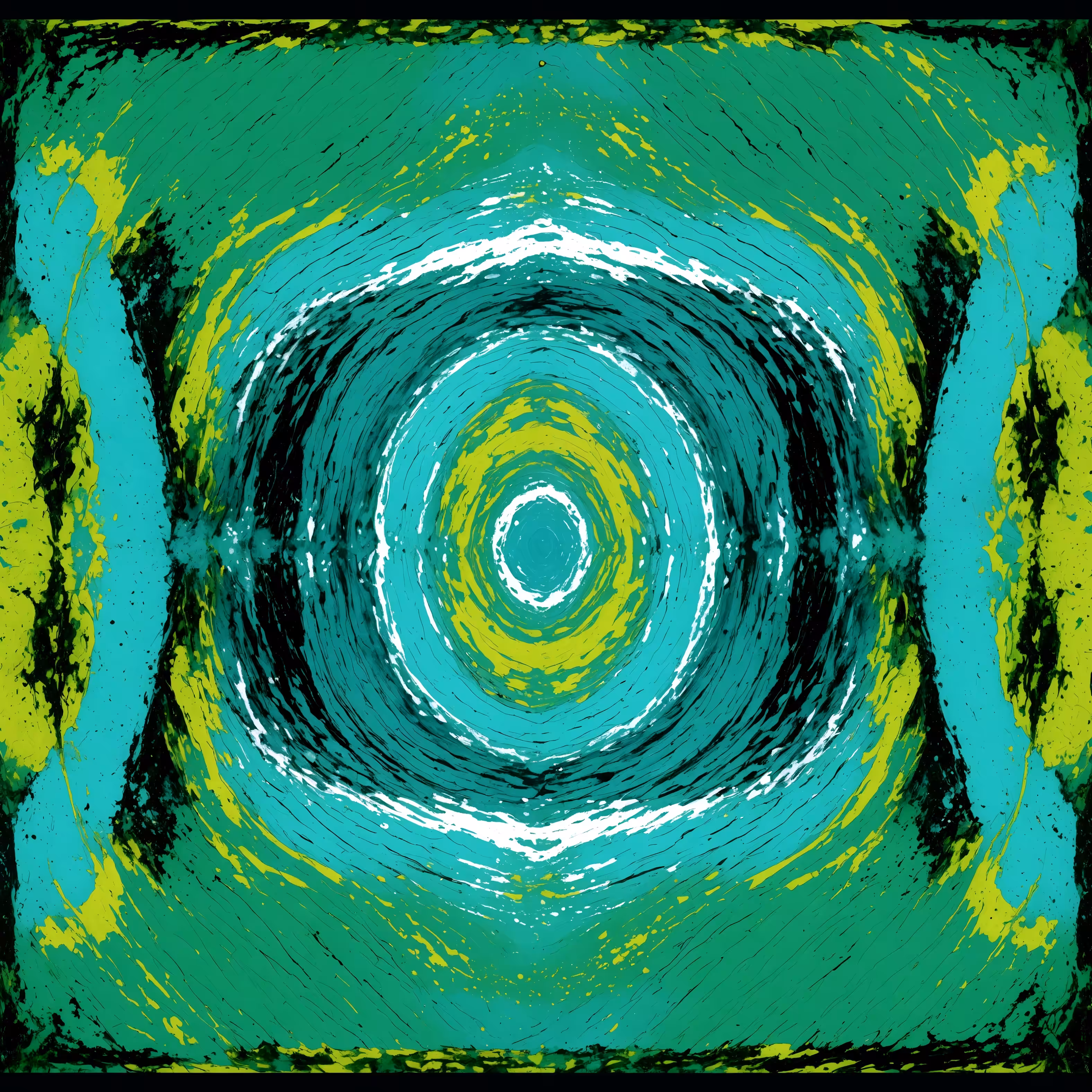 Acid Green, Aquamarine Waterfall 8k By Jackson Pollock, Mark Rothko, Van Gogh