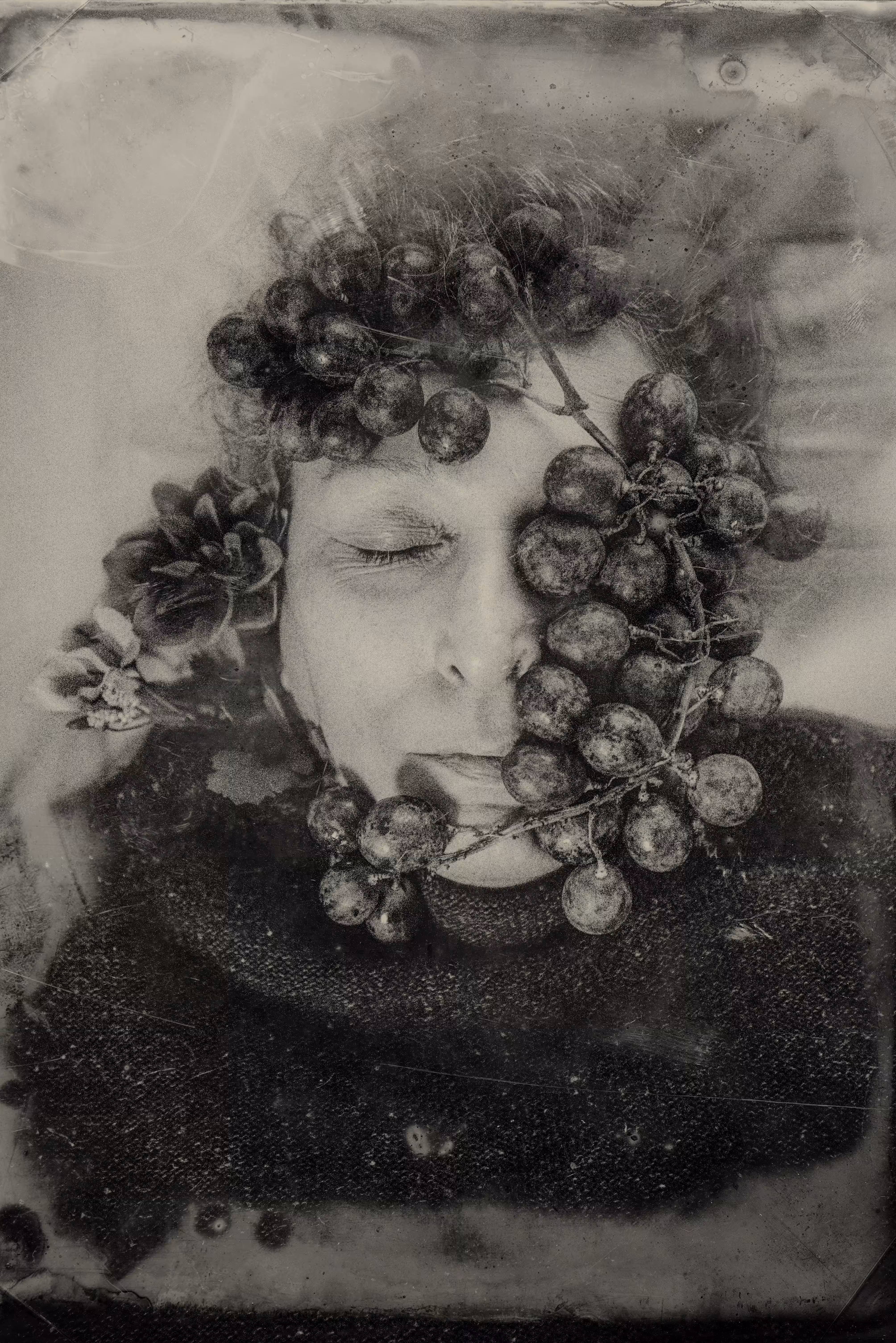 woman with grapes