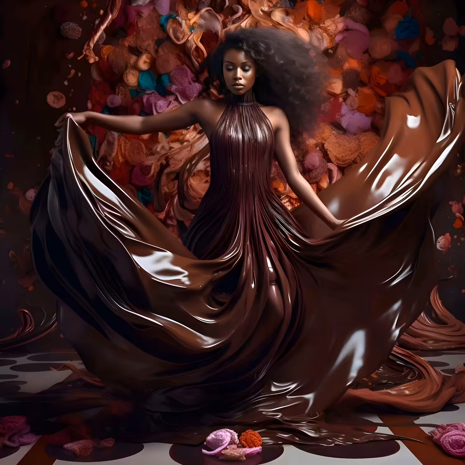 Metamorphosis in flowing chocolate 