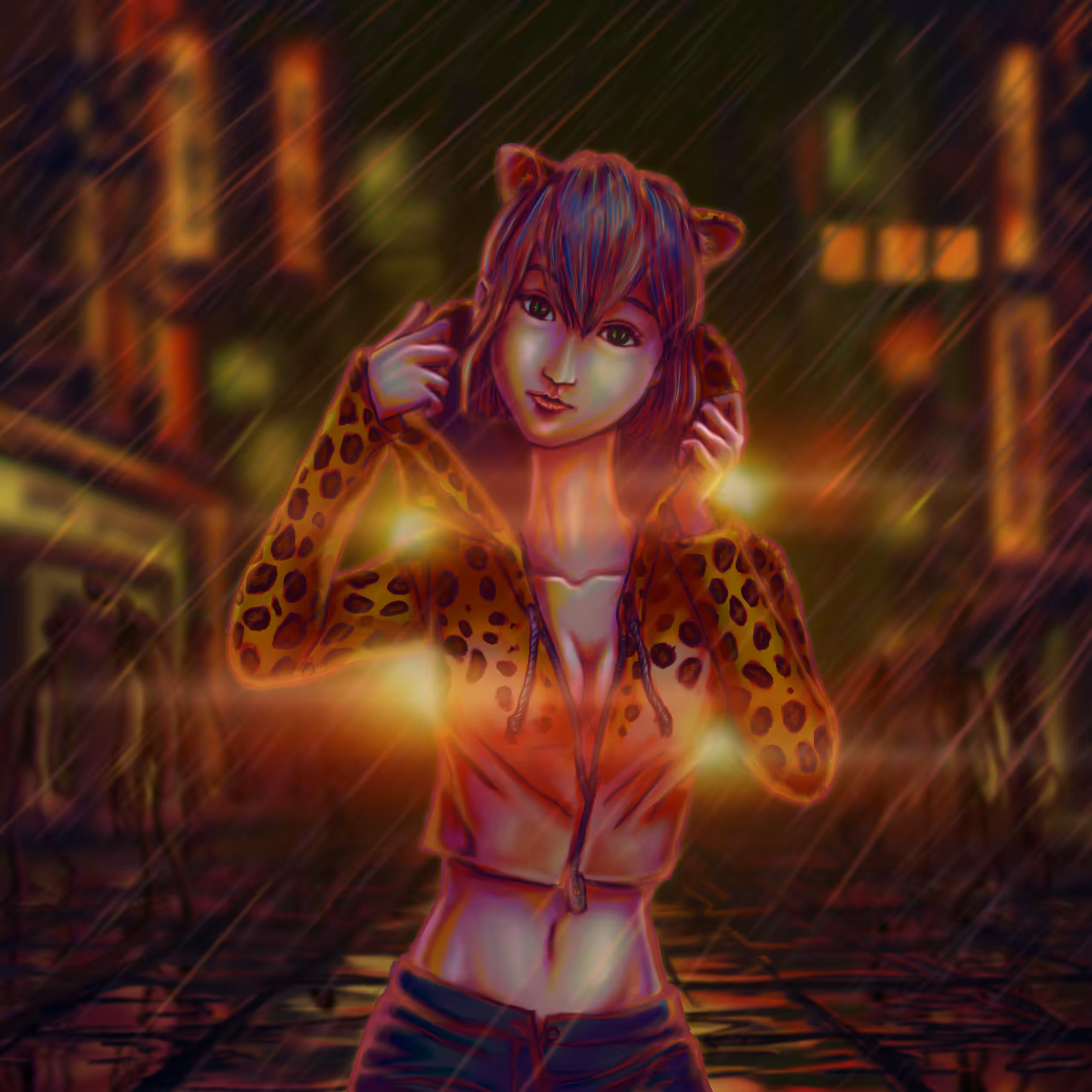The girl in the cheetah hood