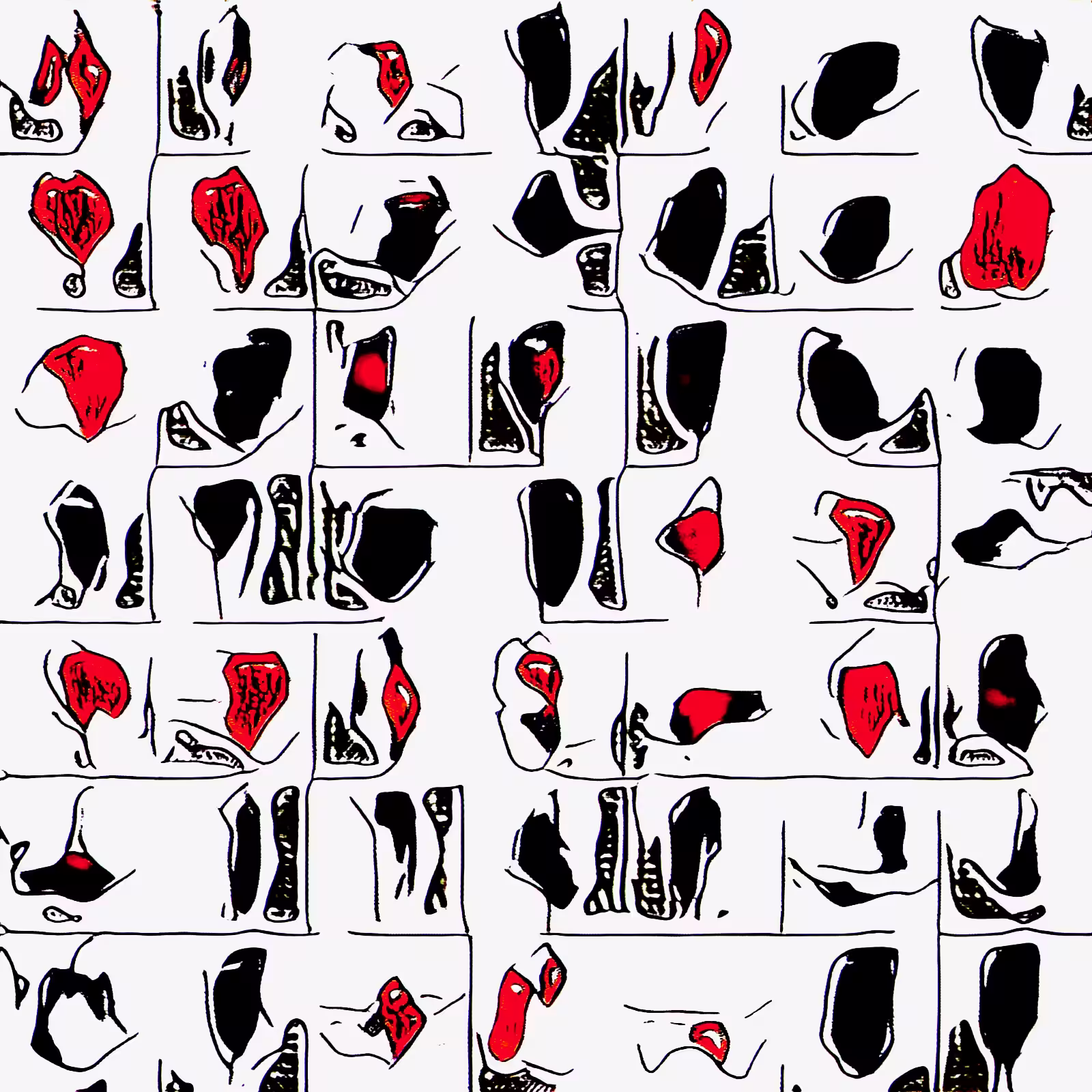 Three primary colors of NeuralBricolage: Red, Black and Grid