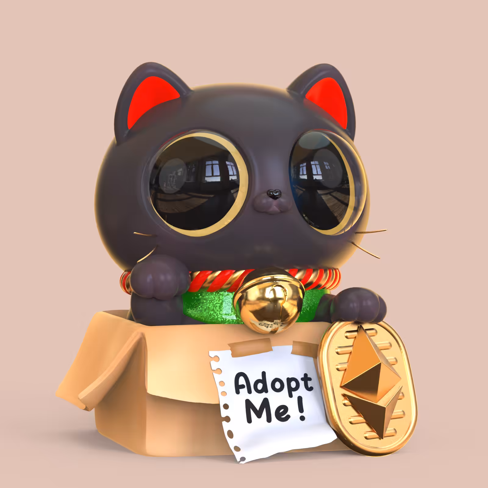 077 Orathai : Black Lucky Cat