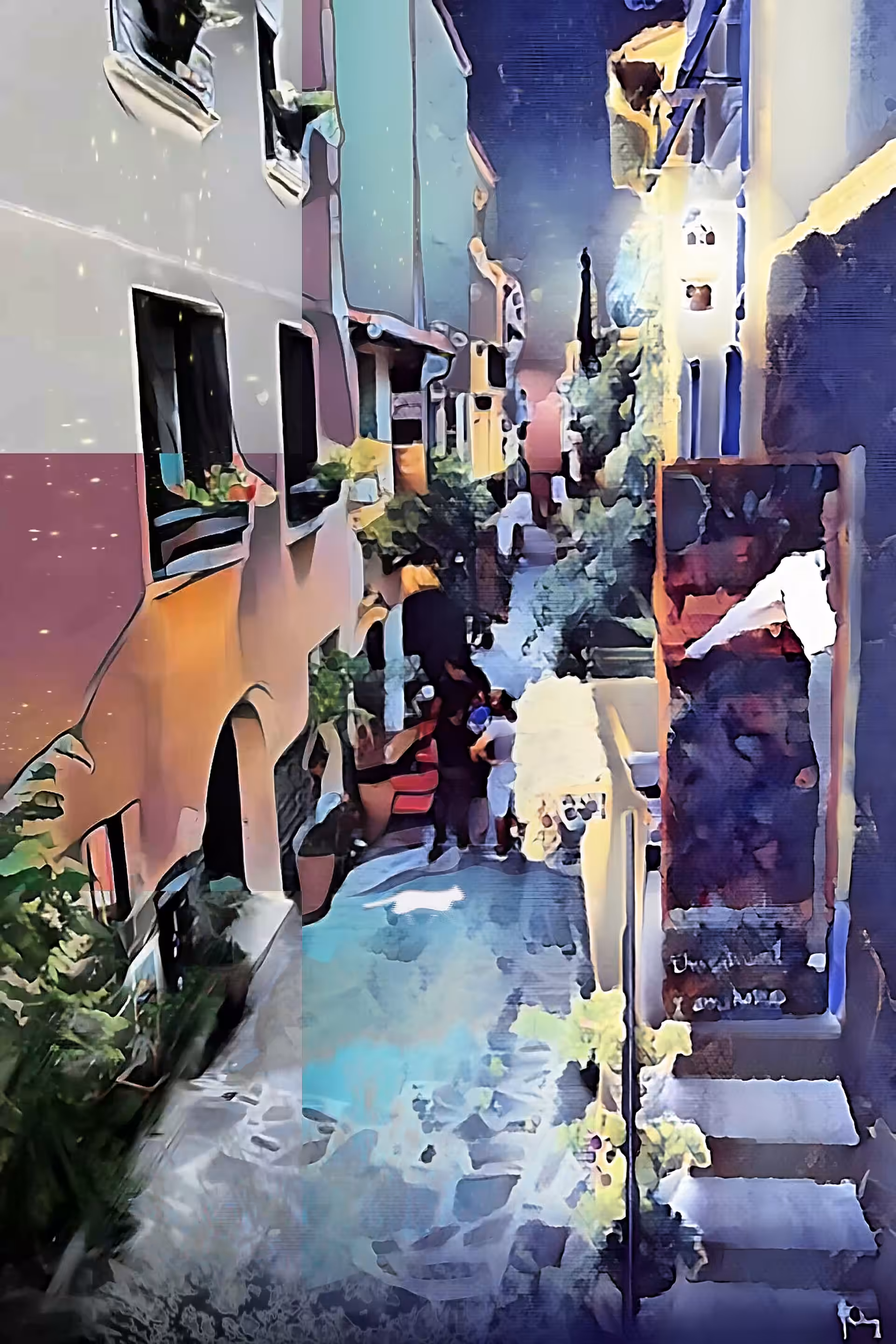Alley on the French Riviera, at night. Video #1